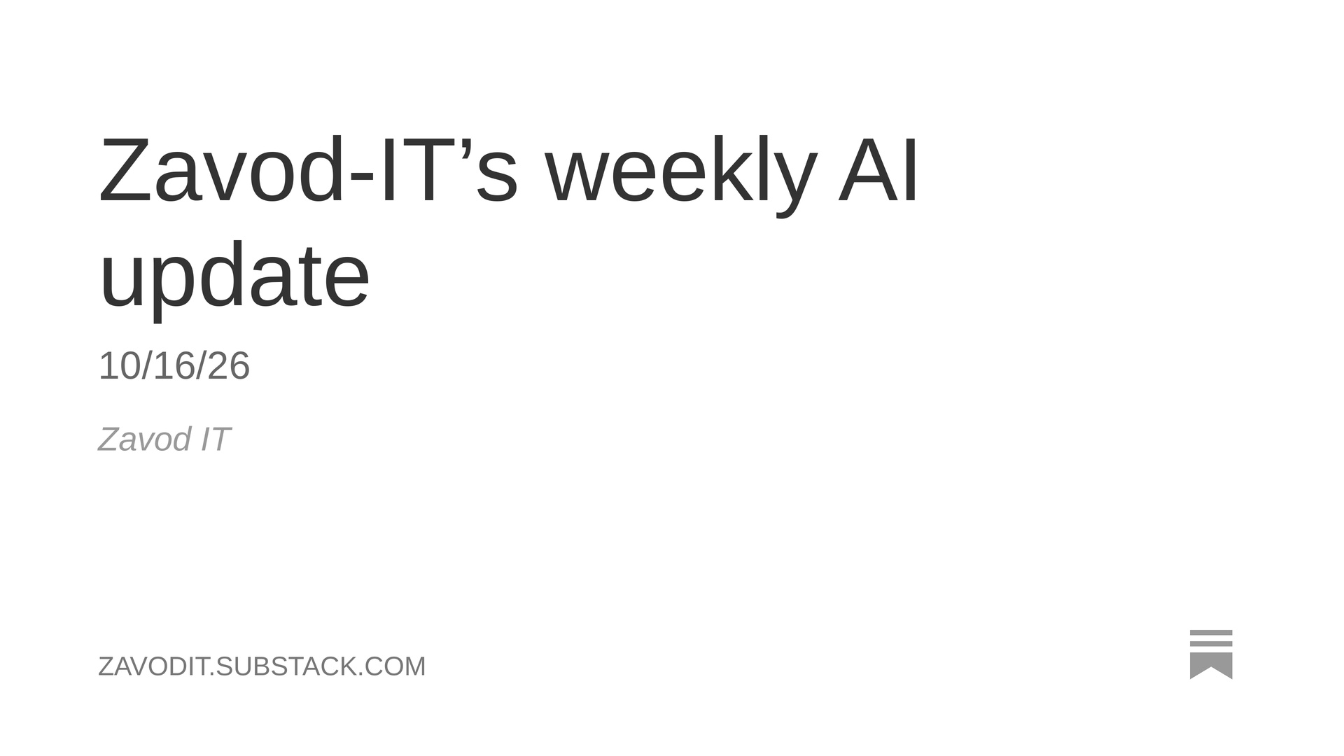 Zavod-IT’s weekly AI update