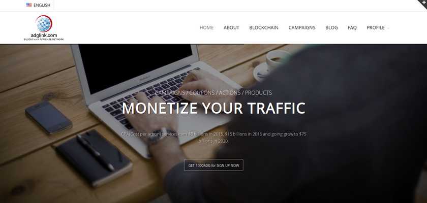 Developed blockchain platform Adglink.com