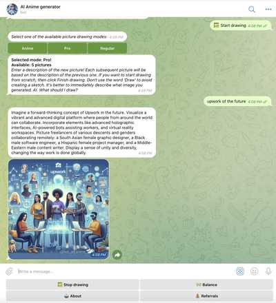 Telegram bot for AI picture generation